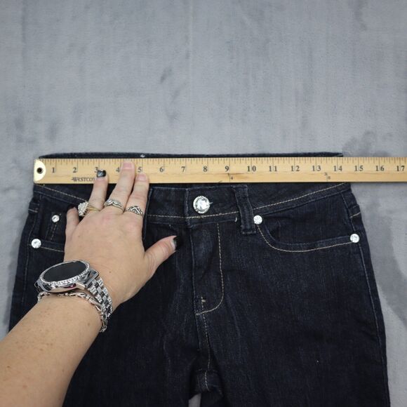 Twinkle Jeans Womens 7 Black Mid Rise Straight Cut Beaded Pockets Pants - Picture 4 of 16